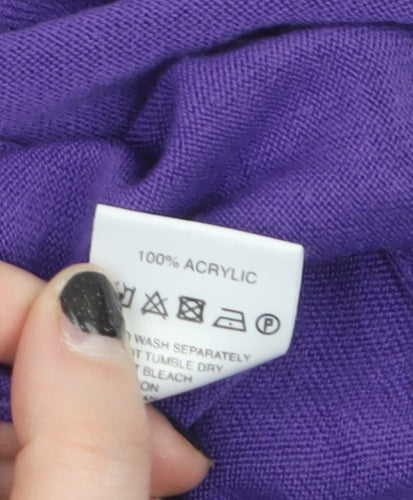 Eastex Women's Purple Beaded Boat Neck Acrylic Jumper Size 12