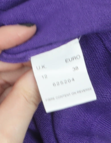 Eastex Women's Purple Beaded Boat Neck Acrylic Jumper Size 12