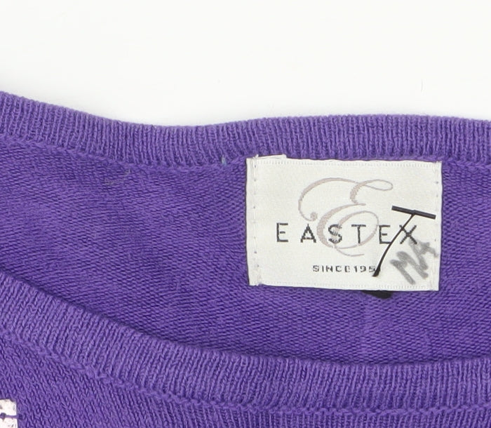 Eastex Women's Purple Beaded Boat Neck Acrylic Jumper Size 12