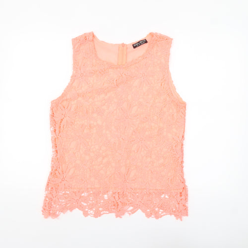Select Women's Pink Floral Lace Sleeveless Camisole Blouse Size 14