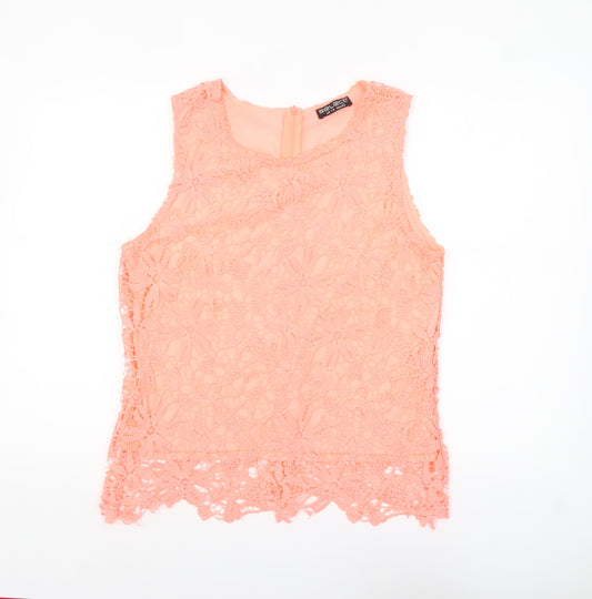 Select Women's Pink Floral Lace Sleeveless Camisole Blouse Size 14