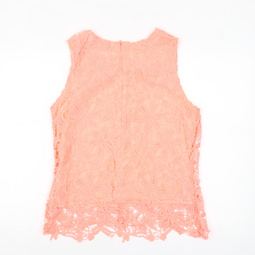 Select Women's Pink Floral Lace Sleeveless Camisole Blouse Size 14