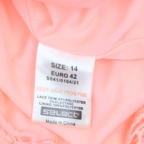 Select Women's Pink Floral Lace Sleeveless Camisole Blouse Size 14