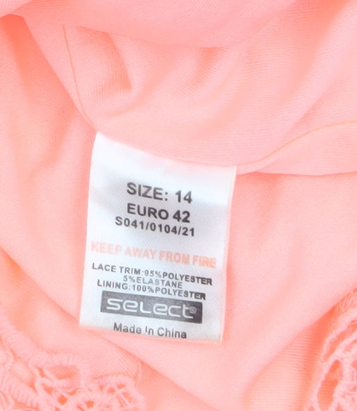 Select Women's Pink Floral Lace Sleeveless Camisole Blouse Size 14