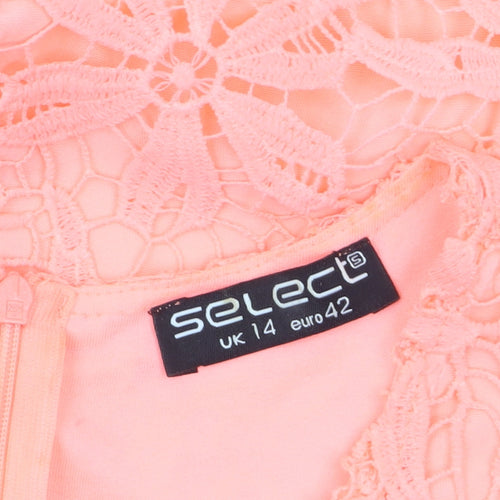 Select Women's Pink Floral Lace Sleeveless Camisole Blouse Size 14