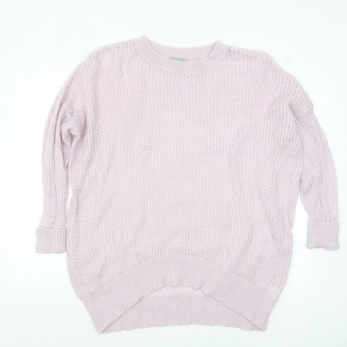 Oliver Bonas Women’s Pink Alpaca Blend Open-Knit Jumper Size 10
