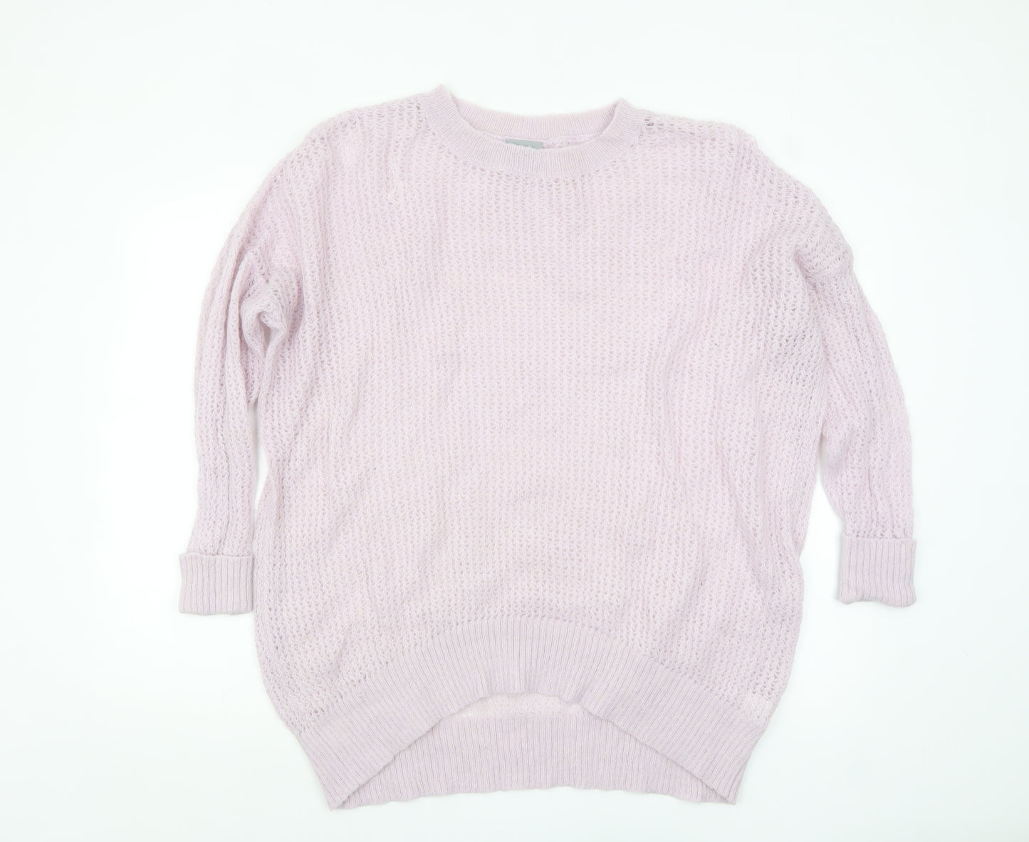 Oliver Bonas Women’s Pink Alpaca Blend Open-Knit Jumper Size 10