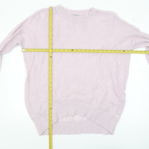 Oliver Bonas Women’s Pink Alpaca Blend Open-Knit Jumper Size 10