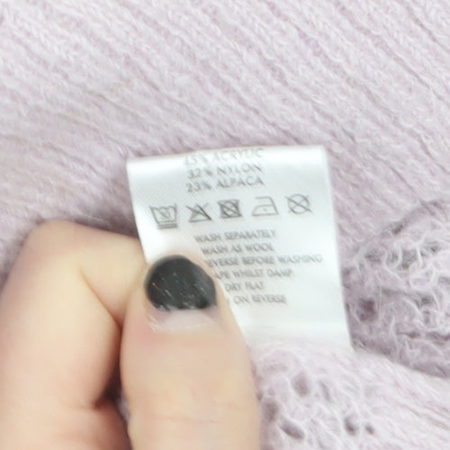 Oliver Bonas Women’s Pink Alpaca Blend Open-Knit Jumper Size 10