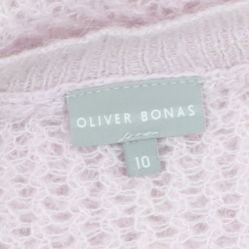 Oliver Bonas Women’s Pink Alpaca Blend Open-Knit Jumper Size 10