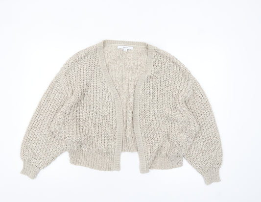 Next Women’s Beige Open-Knit Cardigan S Relaxed Fit