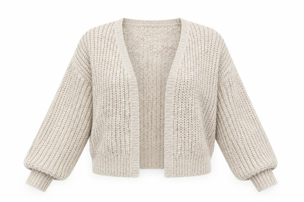 Next Women’s Beige Open-Knit Cardigan S Relaxed Fit