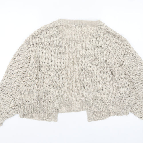 Next Women’s Beige Open-Knit Cardigan S Relaxed Fit