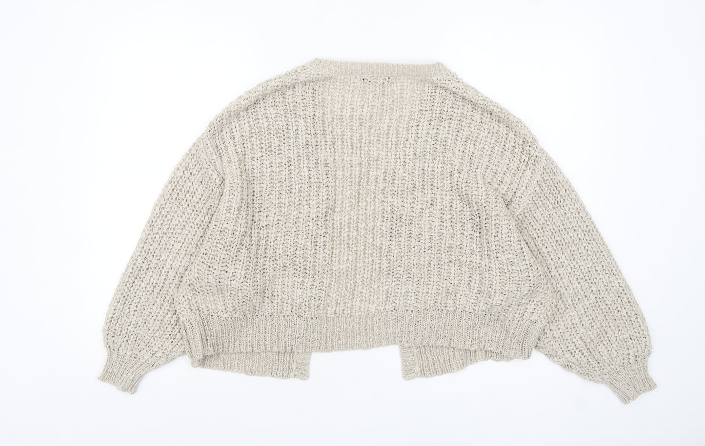 Next Women’s Beige Open-Knit Cardigan S Relaxed Fit