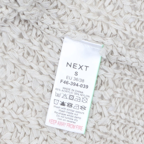 Next Women’s Beige Open-Knit Cardigan S Relaxed Fit