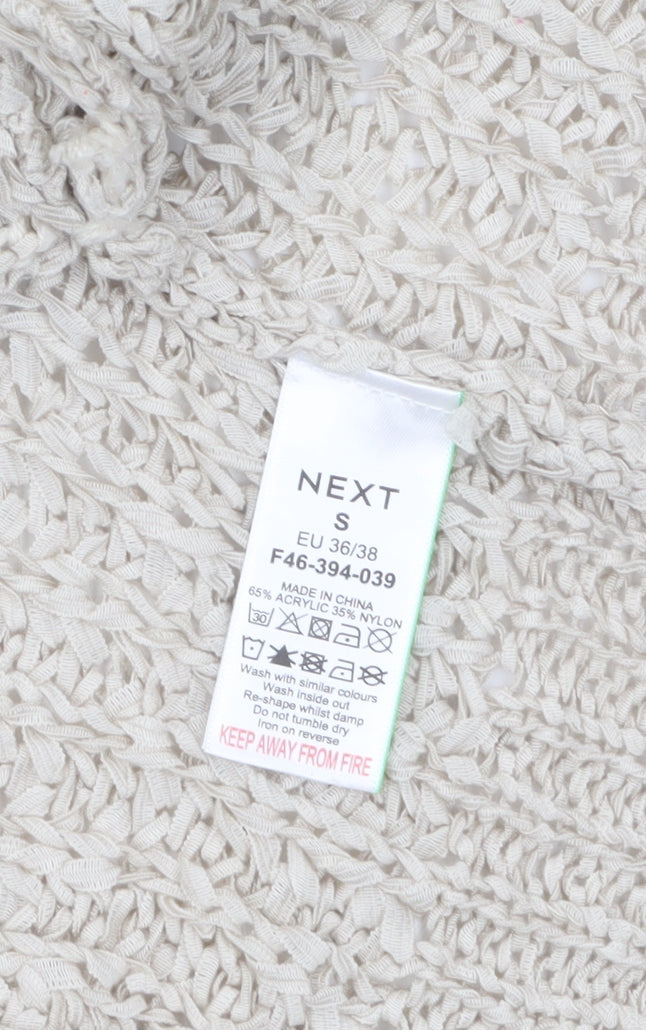 Next Women’s Beige Open-Knit Cardigan S Relaxed Fit