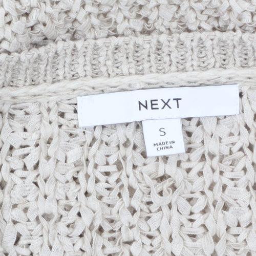 Next Women’s Beige Open-Knit Cardigan S Relaxed Fit