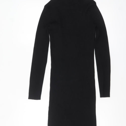South Womens Black Knit Roll Neck Bodycon Midi Dress UK 10
