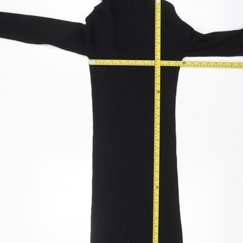 South Womens Black Knit Roll Neck Bodycon Midi Dress UK 10