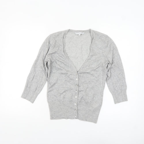 Red Herring Women's Grey V-Neck Button Cardigan Size 10