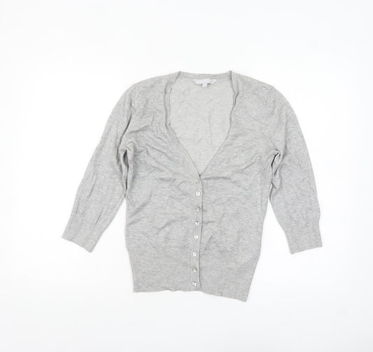 Red Herring Women's Grey V-Neck Button Cardigan Size 10