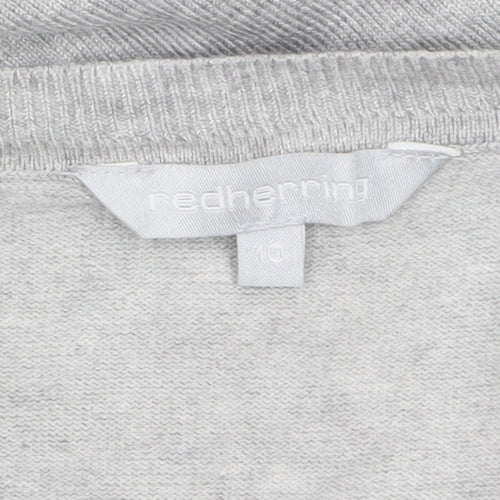 Red Herring Women's Grey V-Neck Button Cardigan Size 10