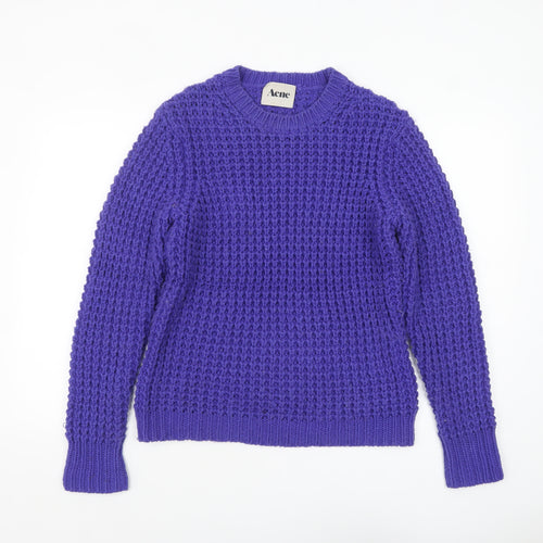 Acne Men’s Purple Chunky-Knit Wool Blend Jumper Size L