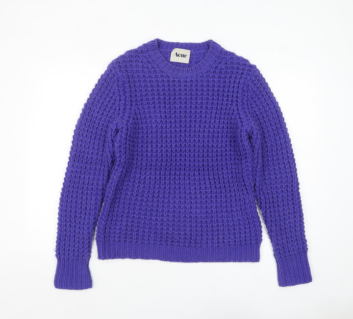 Acne Men’s Purple Chunky-Knit Wool Blend Jumper Size L