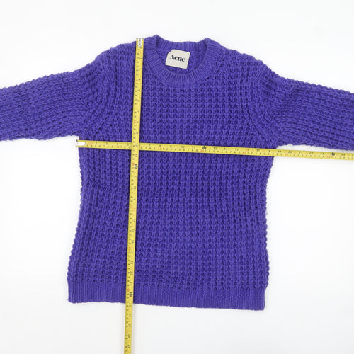 Acne Men’s Purple Chunky-Knit Wool Blend Jumper Size L