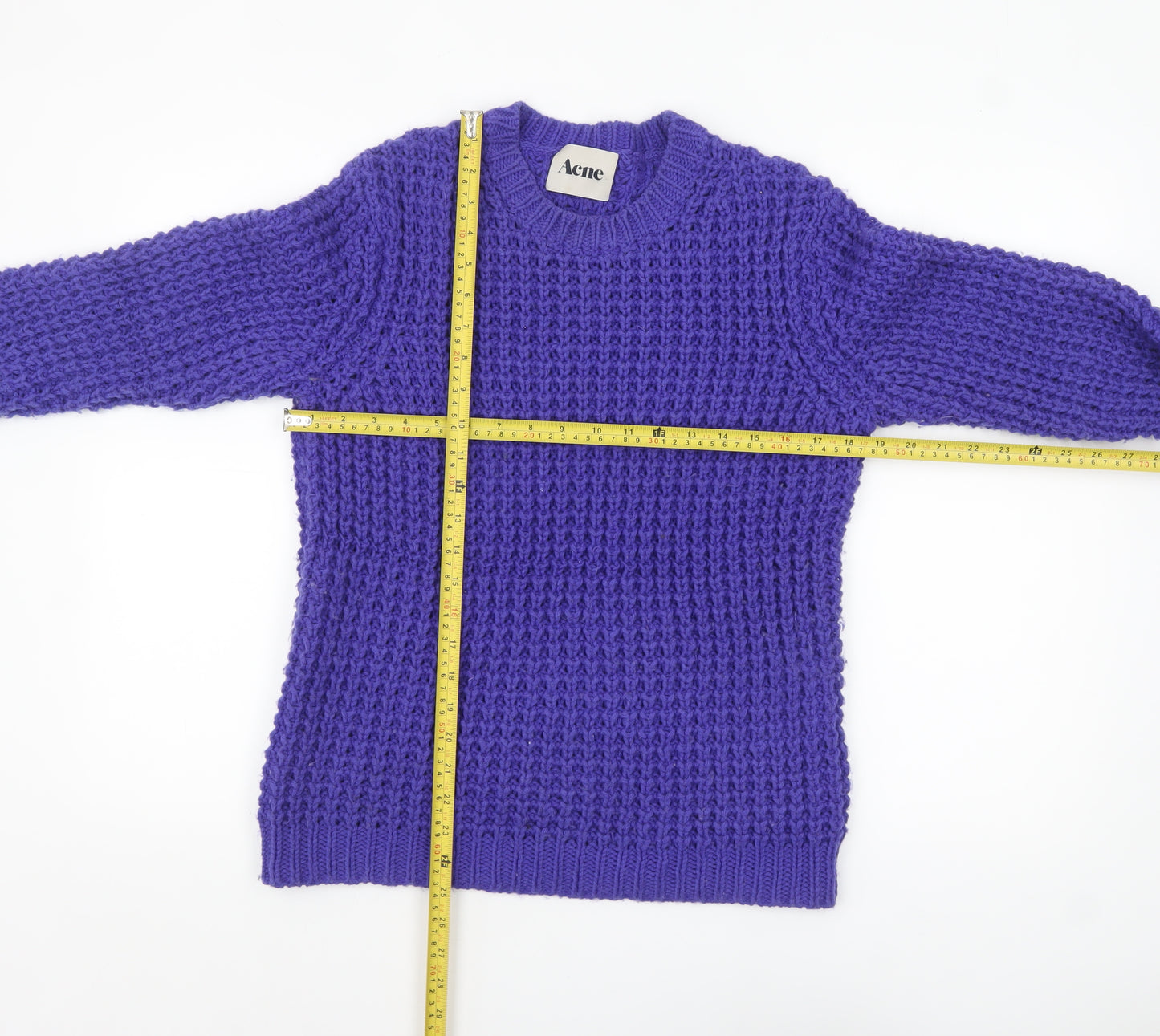 Acne Men’s Purple Chunky-Knit Wool Blend Jumper Size L