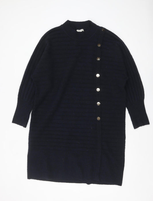 Monsoon Women's Black Wool Alpaca Blend Ribbed Jumper L