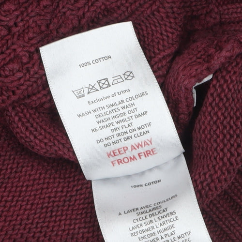 TOG24 Men’s Red Cotton Cable-Knit Crew Neck Jumper XL