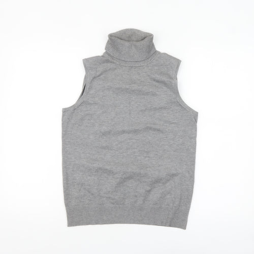 Cable & Gauge Women's Grey Sleeveless Roll Neck Knit Top Size S