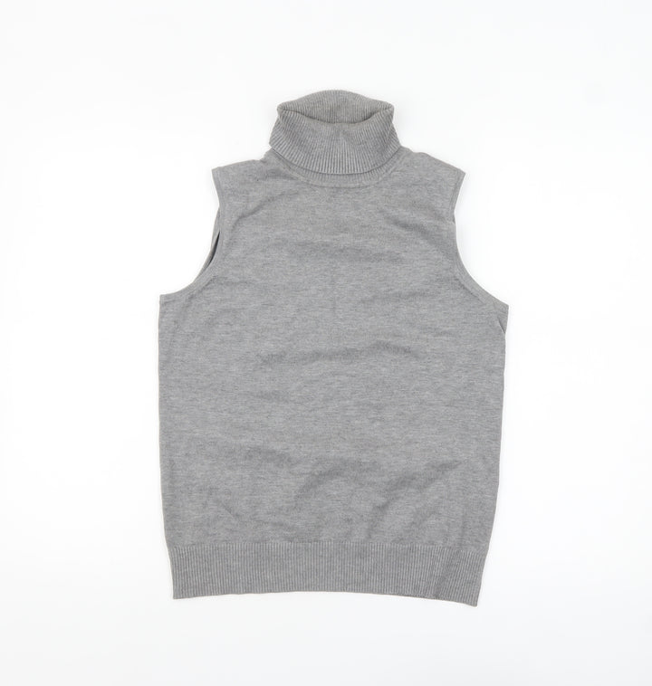 Cable & Gauge Women's Grey Sleeveless Roll Neck Knit Top Size S