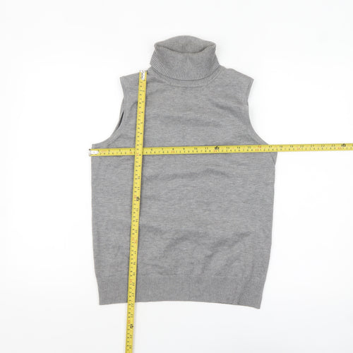 Cable & Gauge Women's Grey Sleeveless Roll Neck Knit Top Size S