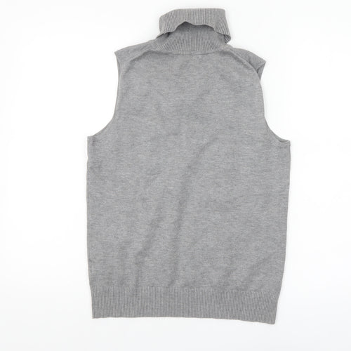 Cable & Gauge Women's Grey Sleeveless Roll Neck Knit Top Size S