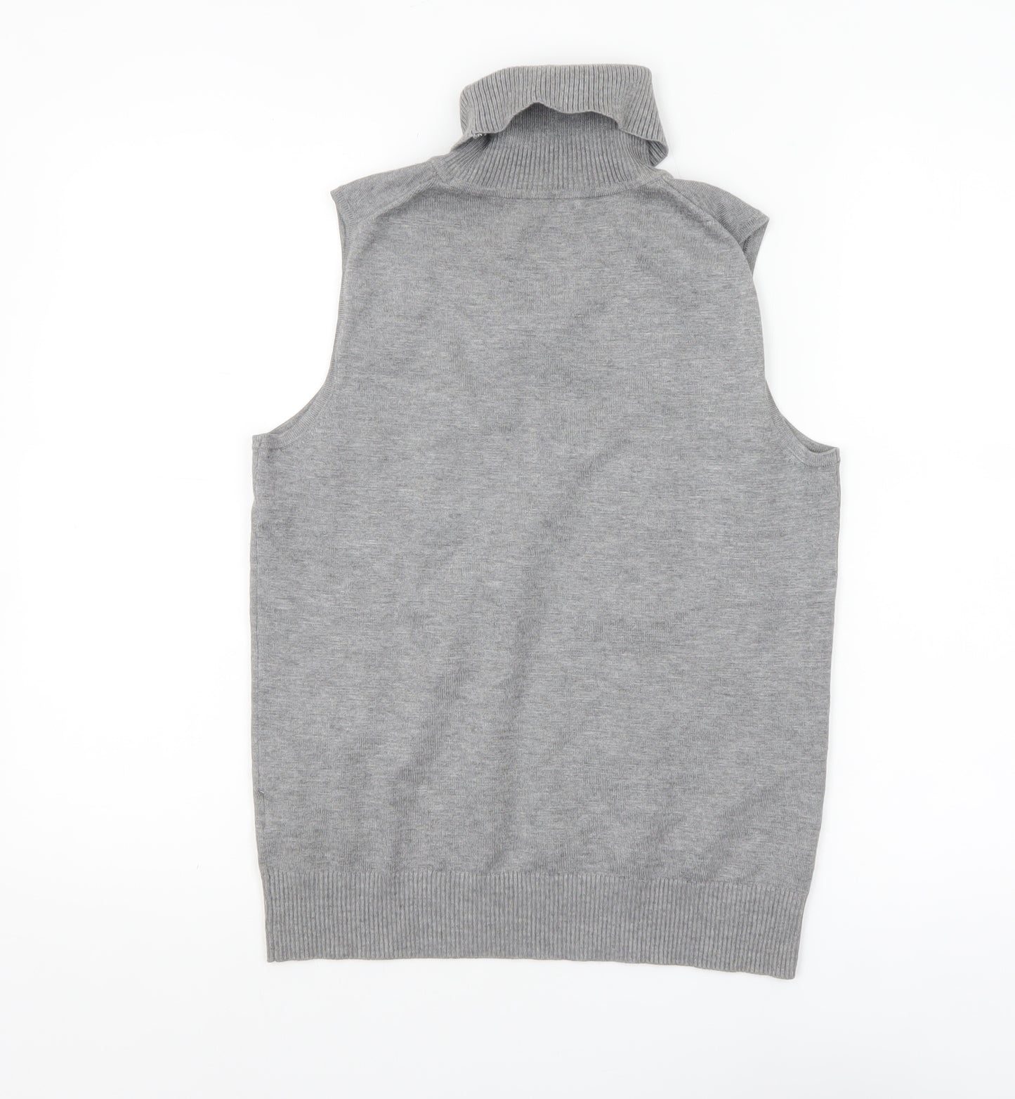 Cable & Gauge Women's Grey Sleeveless Roll Neck Knit Top Size S