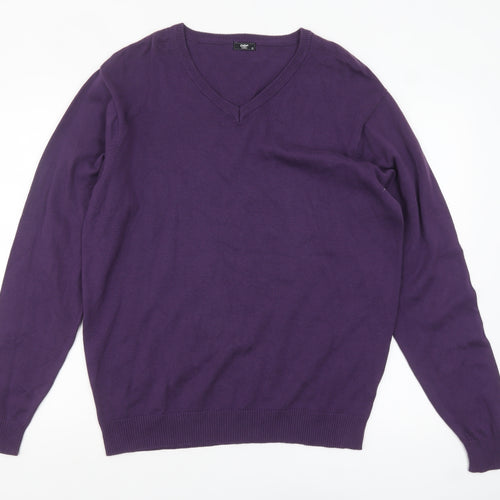 Cotton Traders Men's Purple V-Neck XL Cotton Pullover Jumper