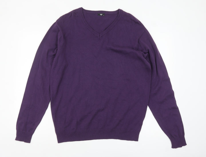 Cotton Traders Men's Purple V-Neck XL Cotton Pullover Jumper