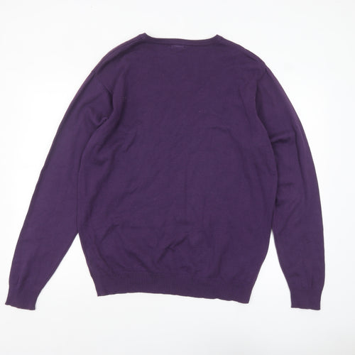 Cotton Traders Men's Purple V-Neck XL Cotton Pullover Jumper