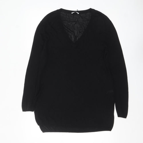 Nicole Farhi Women's Black Wool V-Neck Long Sleeve Jumper Size S