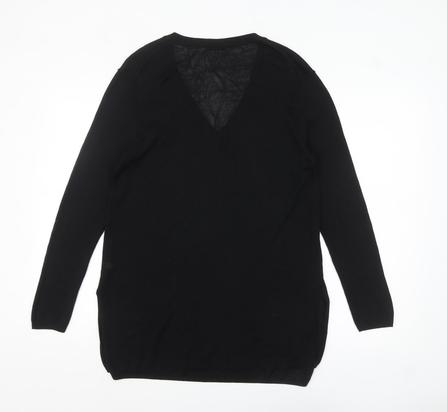 Nicole Farhi Women's Black Wool V-Neck Long Sleeve Jumper Size S