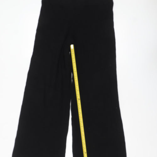 Patternity + John Lewis Women's Black Wide-Leg Ribbed Knit Trousers Size M