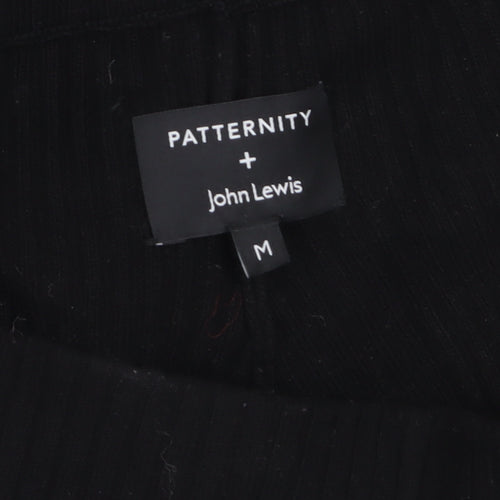 Patternity + John Lewis Women's Black Wide-Leg Ribbed Knit Trousers Size M