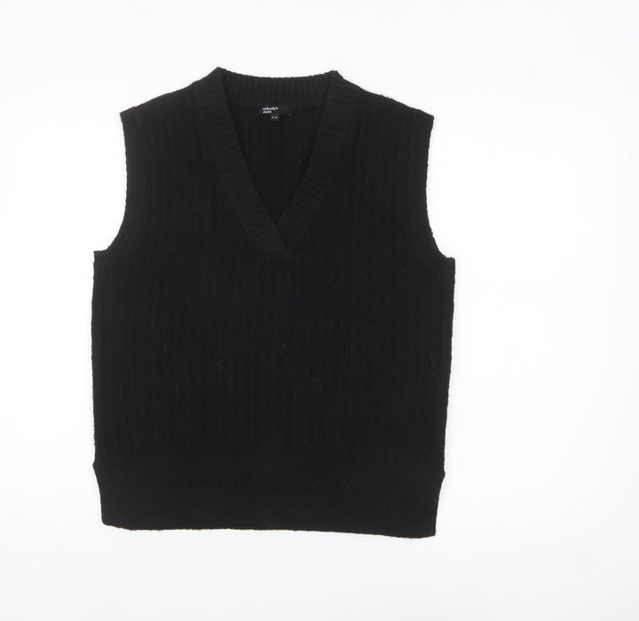 Nobody's Child Women's Black V-Neck Sleeveless Knit Vest Jumper Size 8-10