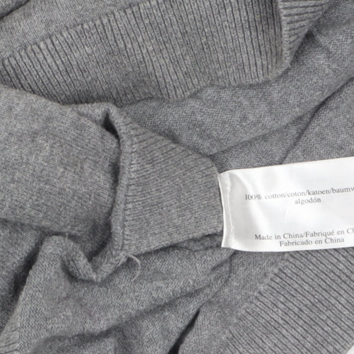 Laura Ashley Women’s Grey Cotton 3/4 Sleeve Crochet Jumper M