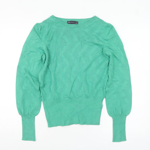 Marks and Spencer Women's Green Knit Jumper Size S Crew Neck