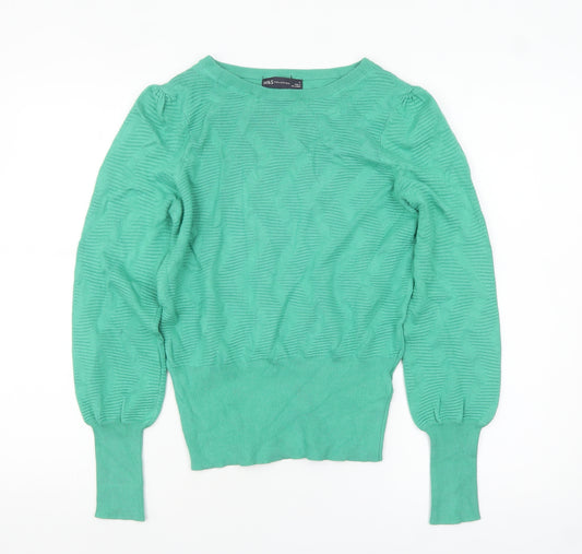 Marks and Spencer Women's Green Knit Jumper Size S Crew Neck