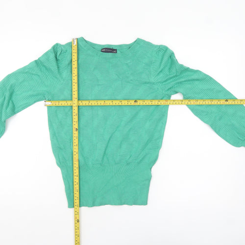 Marks and Spencer Women's Green Knit Jumper Size S Crew Neck