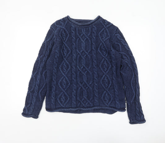 Original Blues Women's Blue Cable-Knit Cotton Jumper Size S